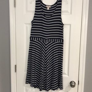 Loft navy and white striped dress size L